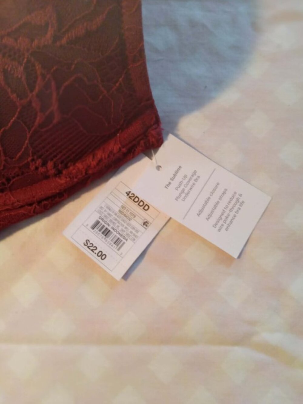 Auden SUBLIME 42DDD 42F NWT Red Berry Push Up Plunge Underwire Bra - Picture 3 of 4